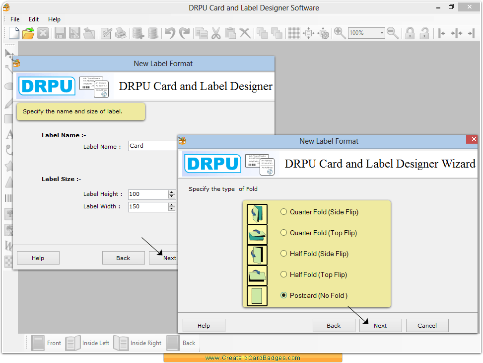 Choose label type and size Choose label type and size