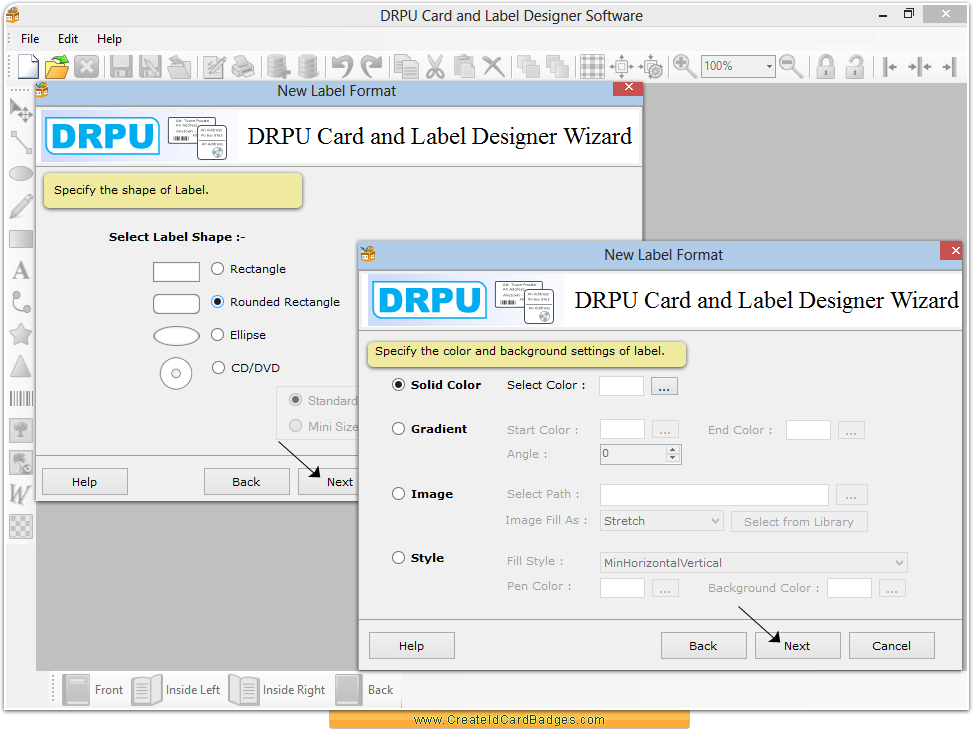 Select Background and Shape Select Background and Shape