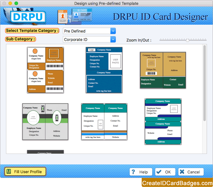 Select any one pre-defined ID card design sample Select any one pre-defined ID card design sample