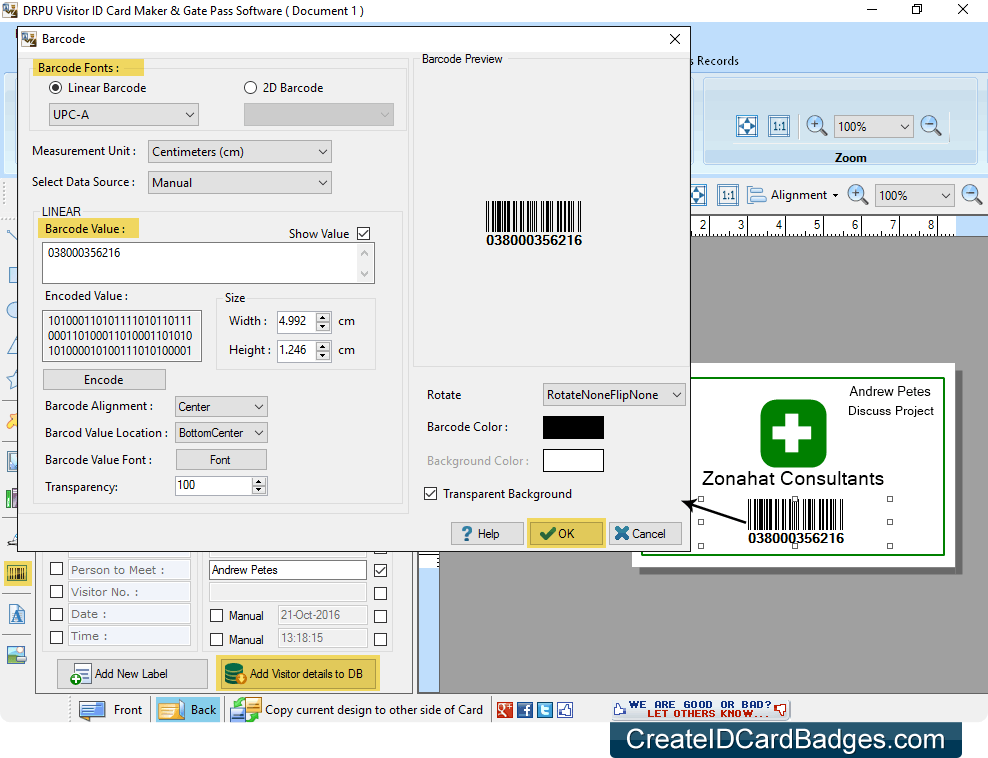 Add barcode on id card Add barcode on id card