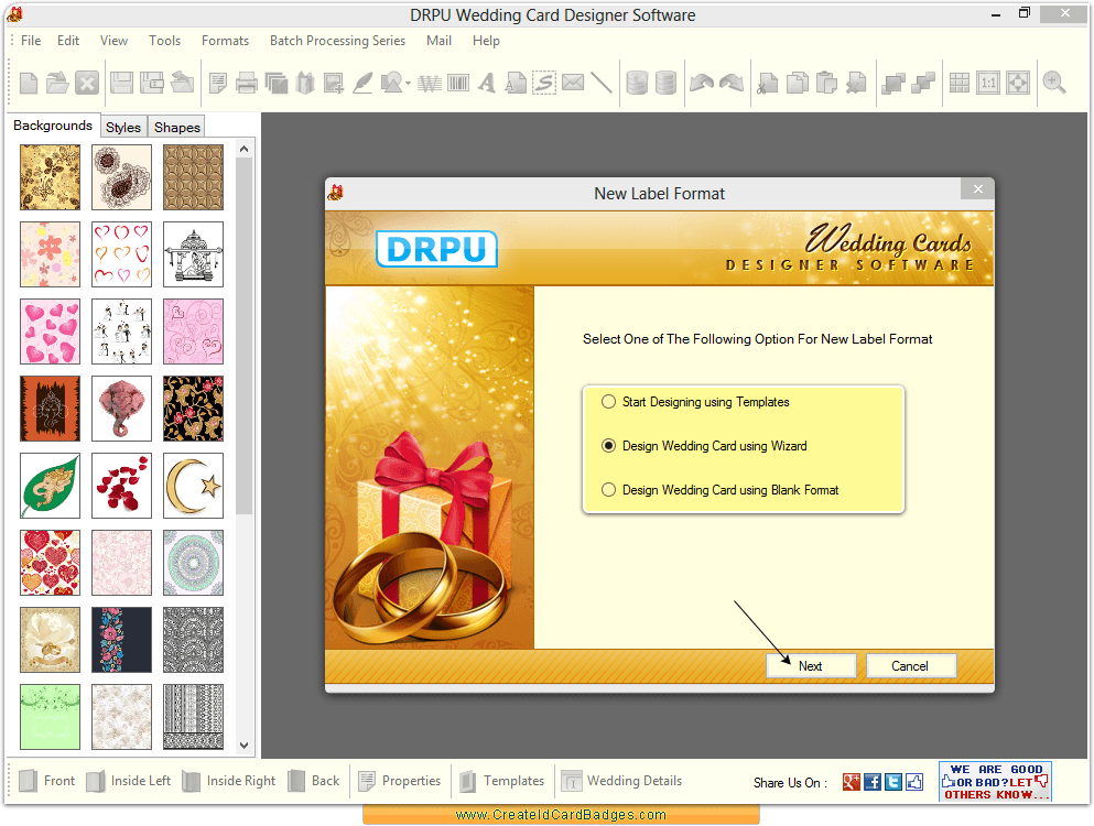 Choose designing option Choose designing option