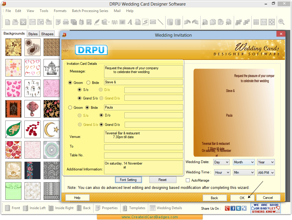 Fill Invitation card details Fill Invitation card details