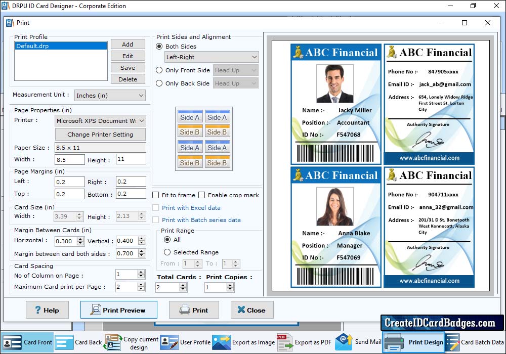 Print designed ID Cards