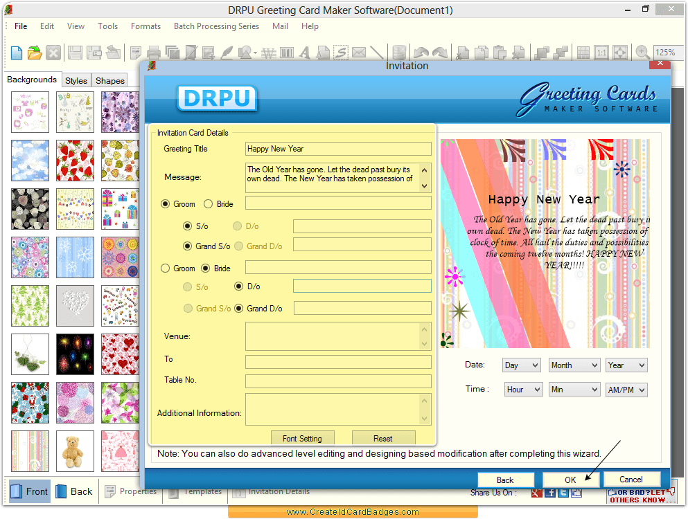 Fill invitation card details Fill invitation card details