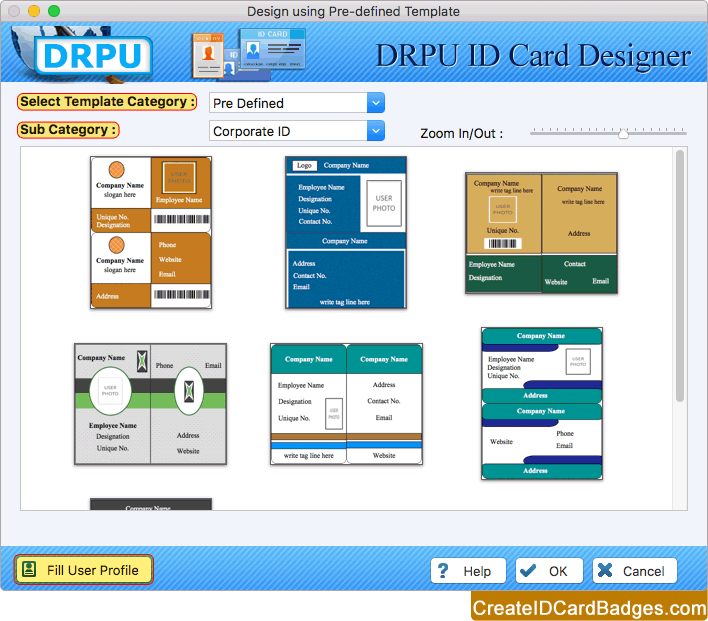 Select any one pre-defined ID card design sample