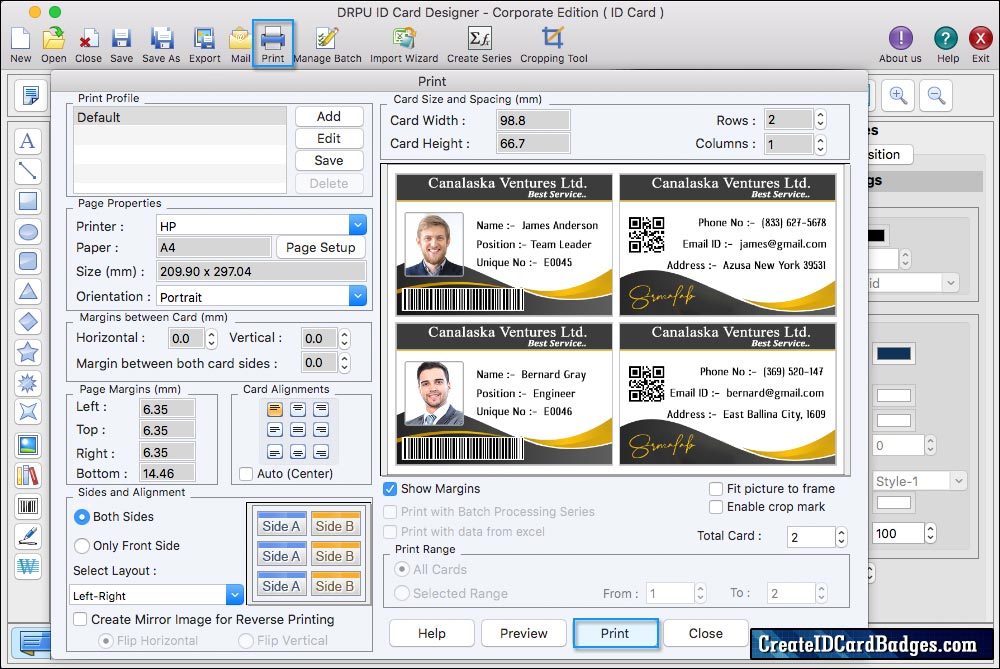 Print designed ID Cards