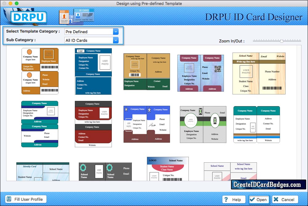 Select any one pre-defined ID card design sample