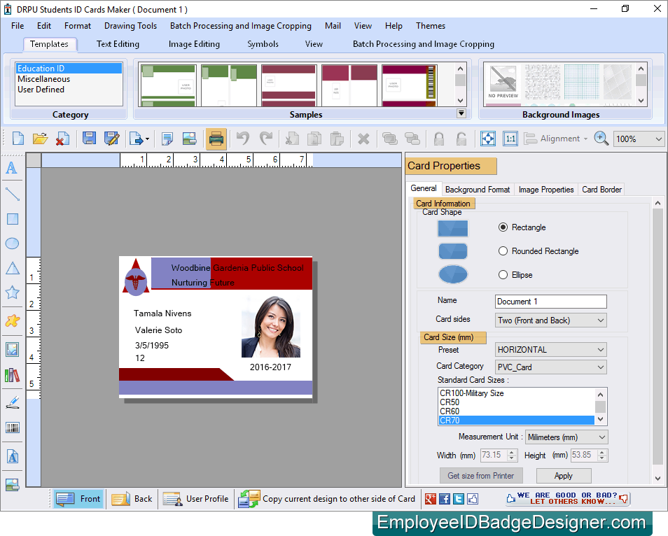 Print created student ID cards